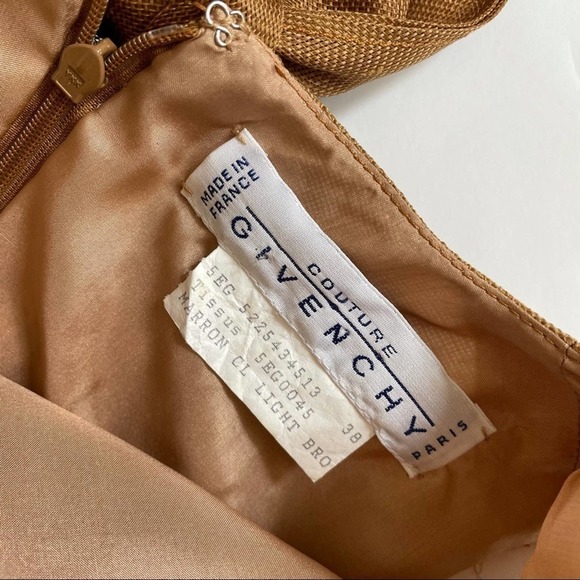 Givenchy Light Brown & White Lace Silk Dress w/Bow - Picture 13 of 16